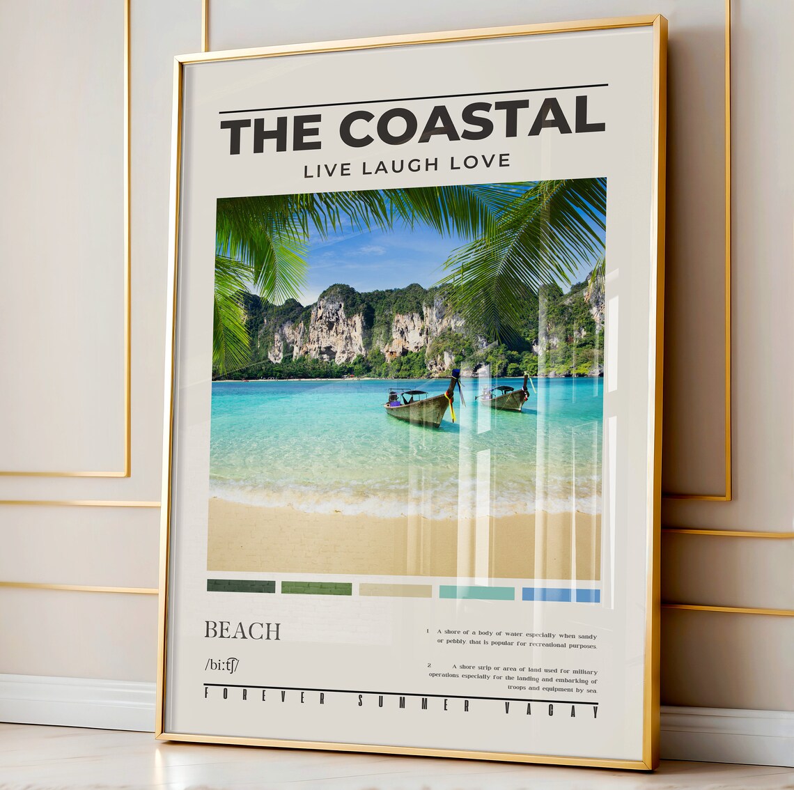 The Coastal Live Laugh Love Tropical Bay Longtail Boats Forever Summer Poster
