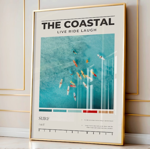 The Coastal Live Ride Laugh Aerial Paddleboards Turquoise Sea Surf Day Poster