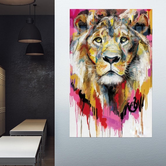 Animal Glass Decor King Wall Art Lion Painting Print Printing Personalized Gifts Modern 3d