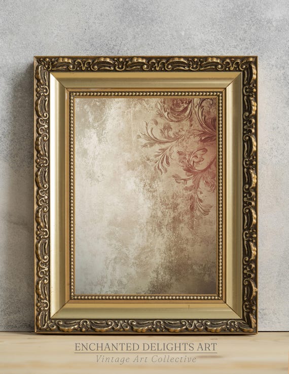 Antique Baroque Floral Pattern Abstract Painting Vintage Wall Art Aged Textured Faded Tapestry Print Neutral Poster