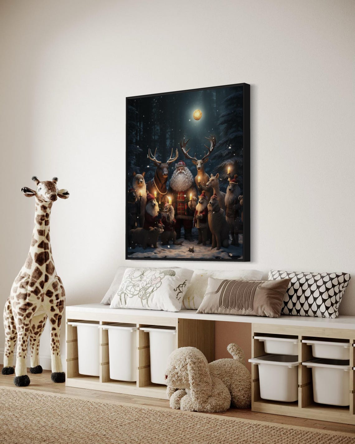 Santa Claus Forest Animals Candlelight Magical Night Christmas Poster - Image 6