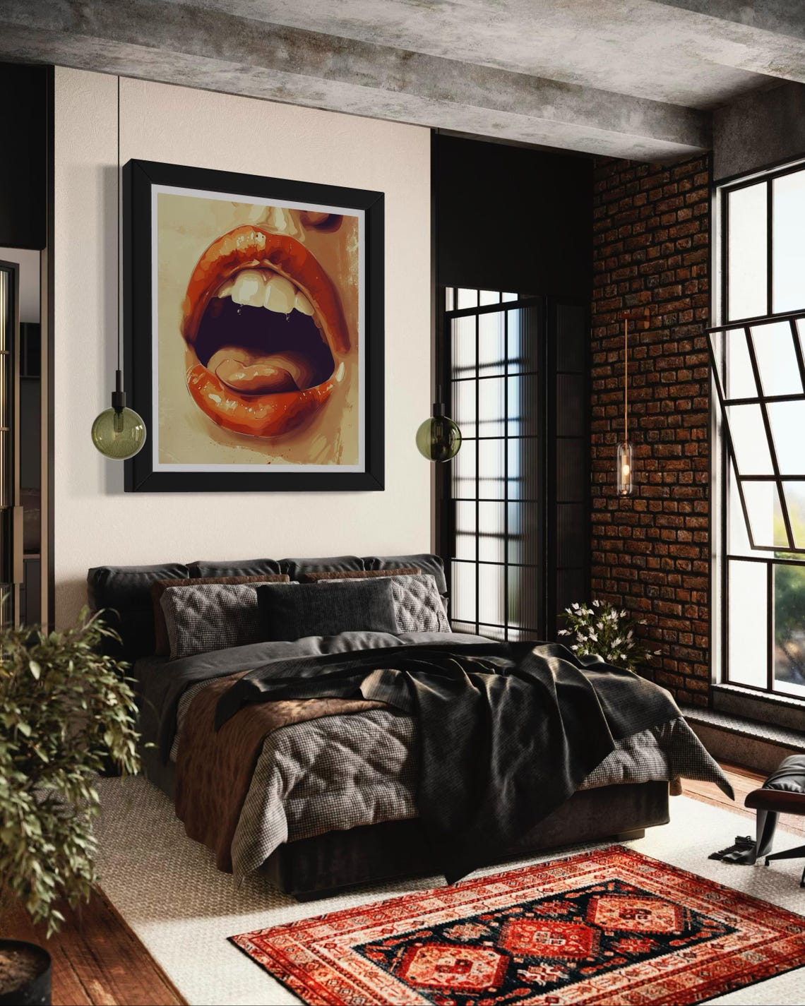 Bold Red Lips Close Up Pop Art Portrait Glamorous Beauty Wall Print - Image 6