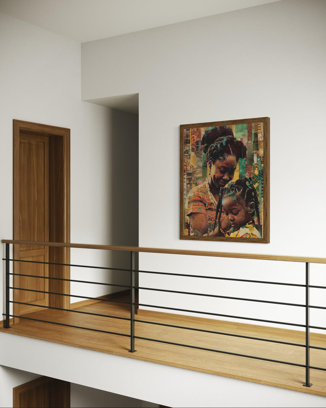 African Mother And Child Textured Collage Heritage Art Poster - Image 2