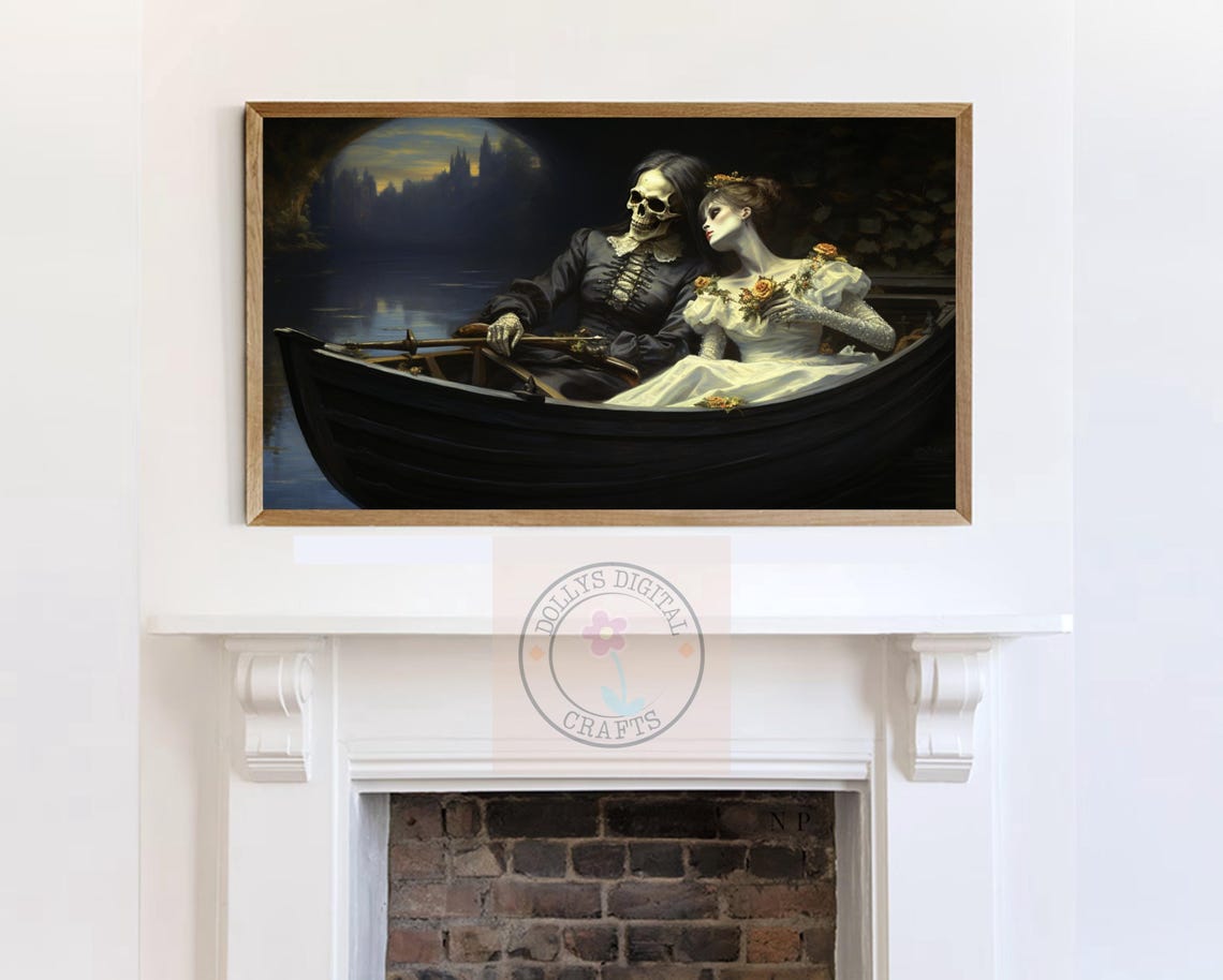 Gothic Skeleton Boat Night River Day of the Dead Dark Poster - Image 7
