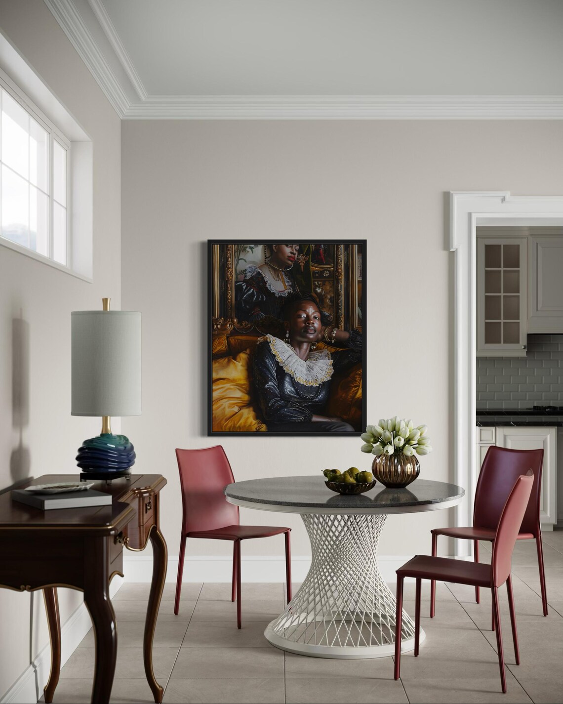 Renaissance Black Woman Baroque Palace Oil Style Portrait Poster - Image 4