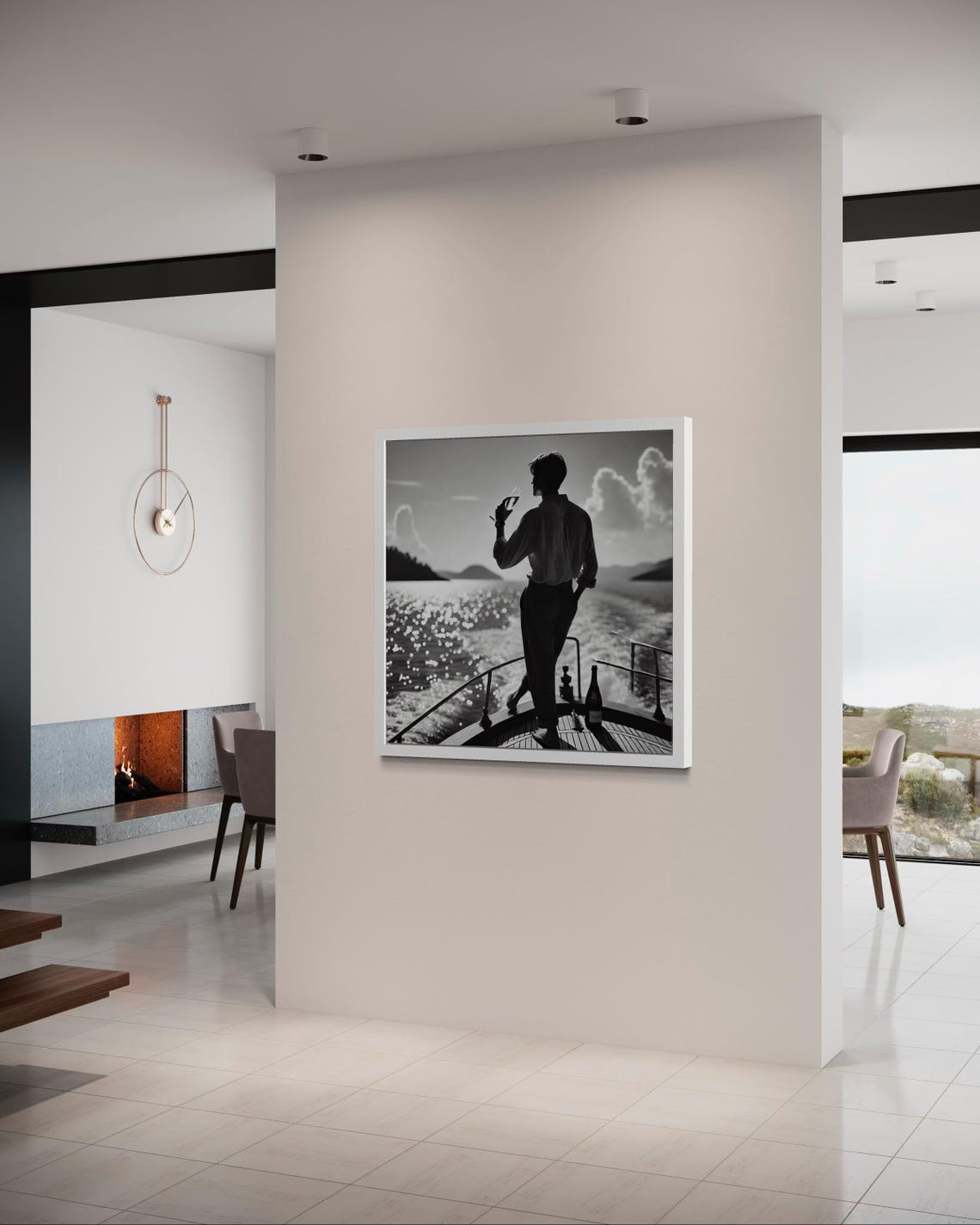 Black and White Yacht Bow Champagne Man Luxury Nautical Poster - Image 5