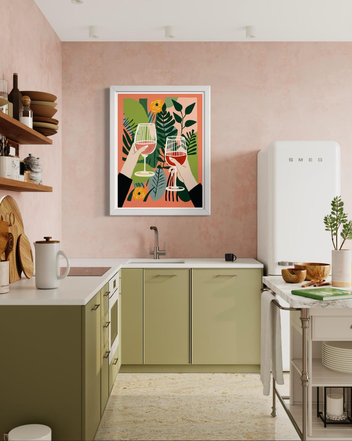 Cheers Wine Toast Botanical Illustration Tropical Kitchen Poster - Image 6