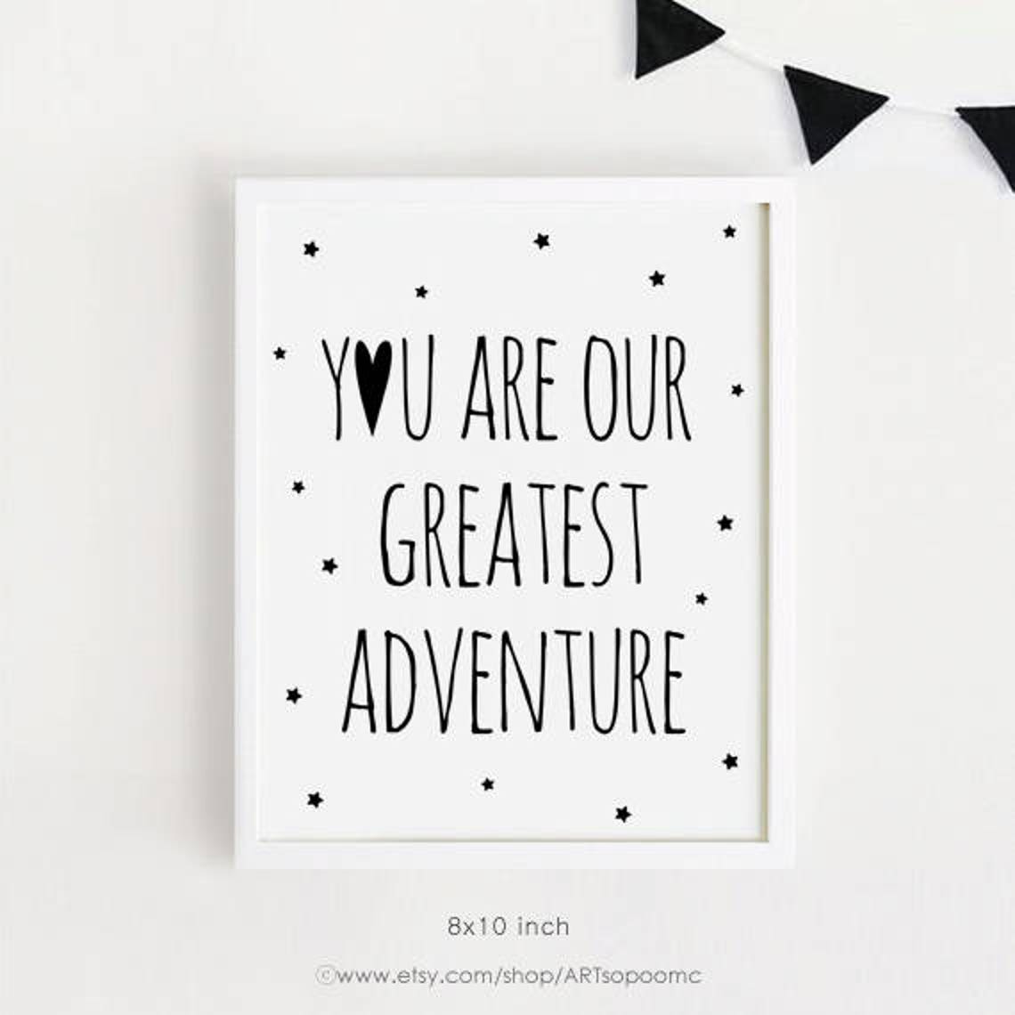 Adventure Nursery Art Print, Black and White Decor