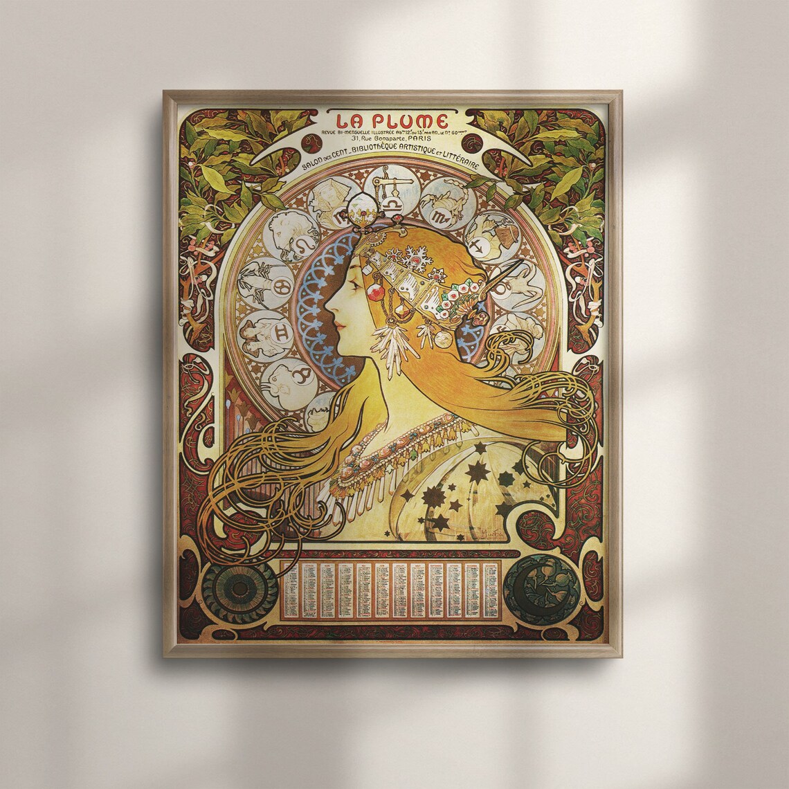 Alphonse Mucha Art Nouveau Poster, Vintage Romance