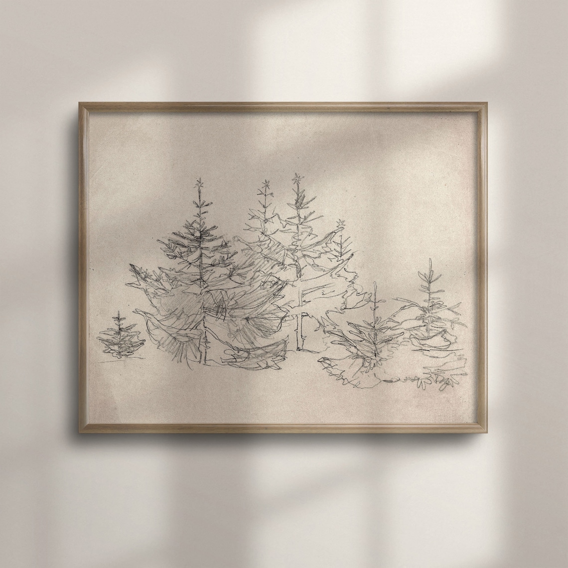 Minimalist Christmas Pine Tree Sketch Art Print