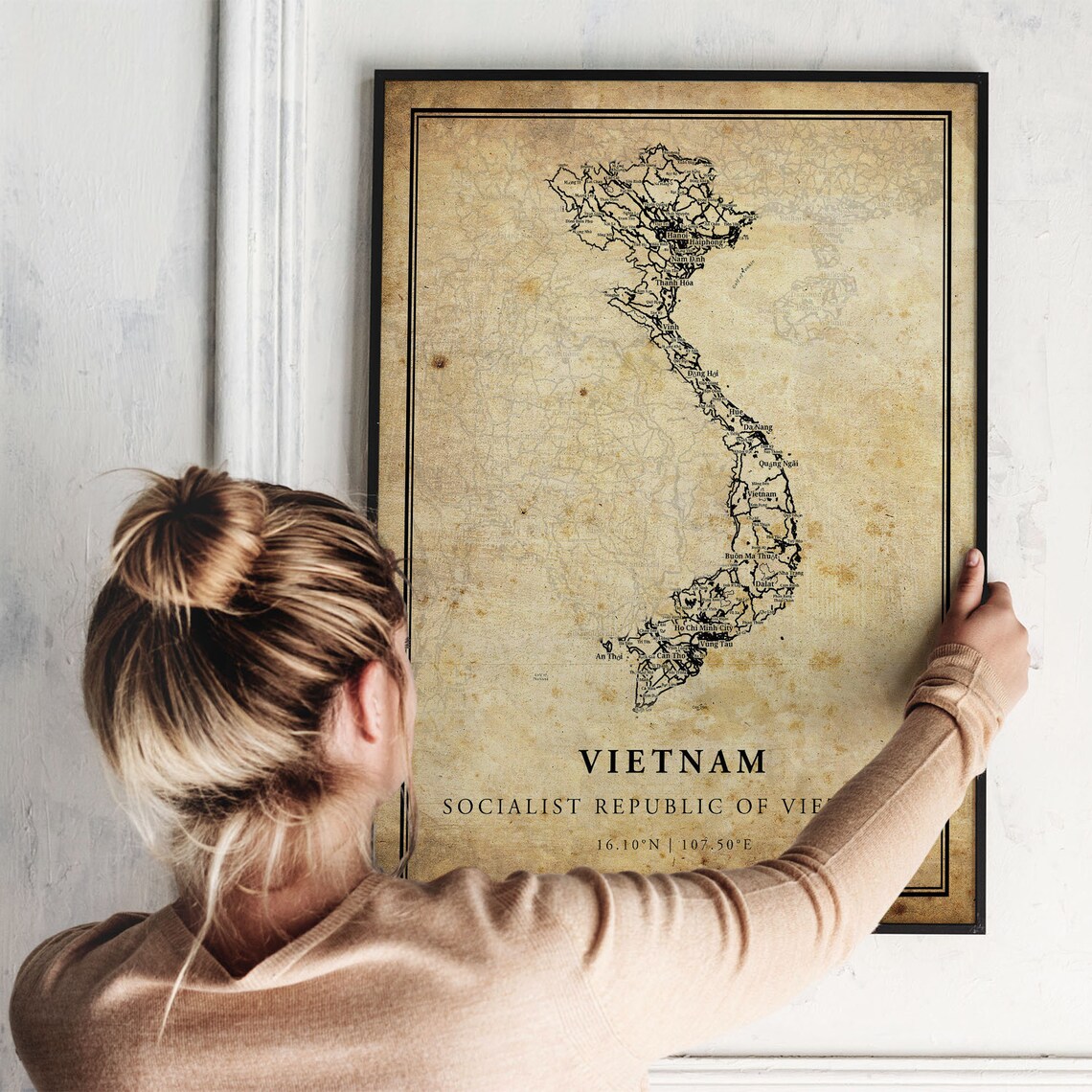 Vietnam Vintage Map Poster Print, Country Road Map - Image 2