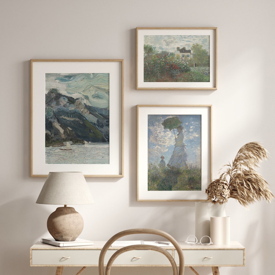 Expressive Impasto Sailboat On Lake Before Dark Mountain Art Poster - Image 2