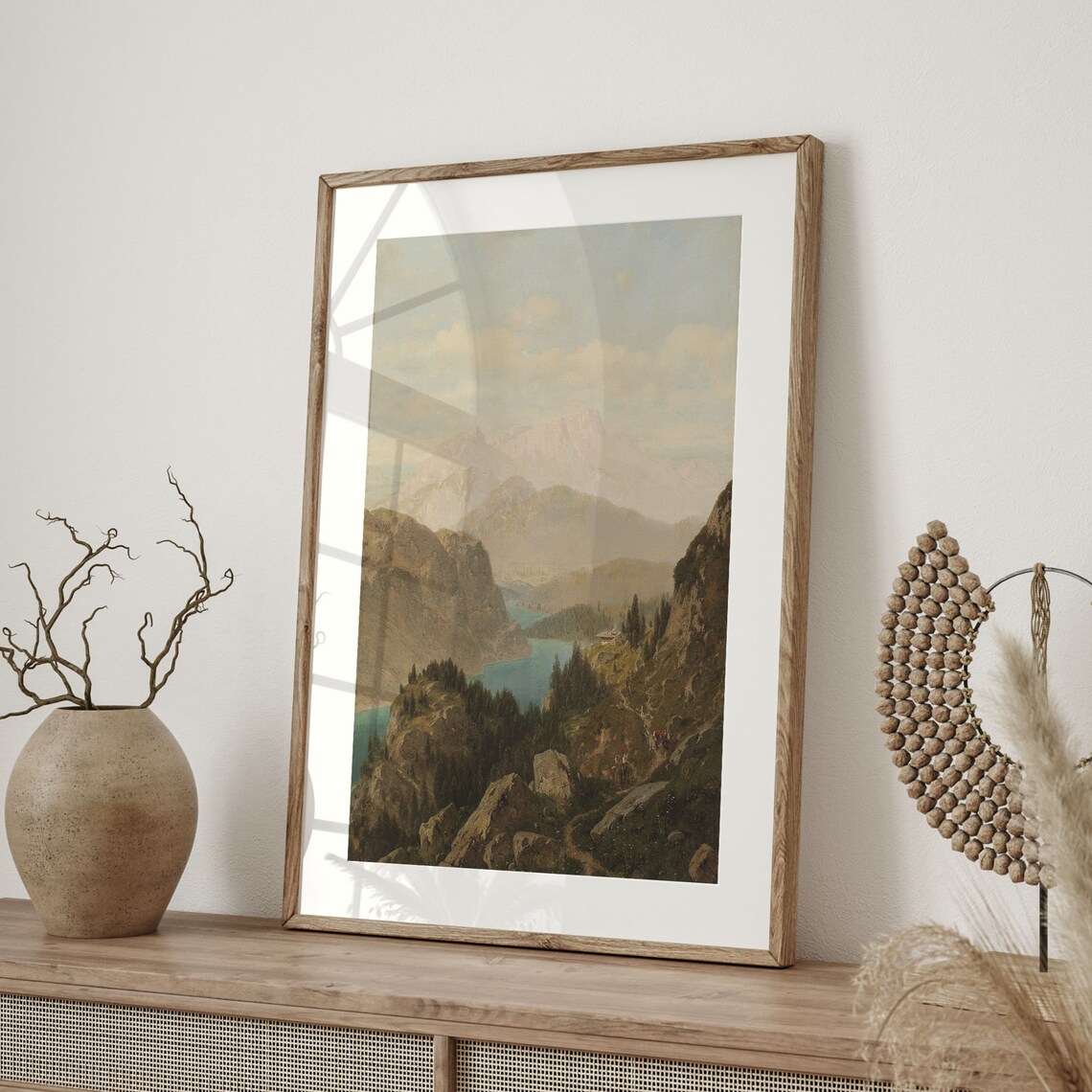 Mountain River Scenery Painting Rustic Landscape Vintage Print Cabin Wall Decor Vintage Home Decor Rustic Wall Art C16 776 - Image 4
