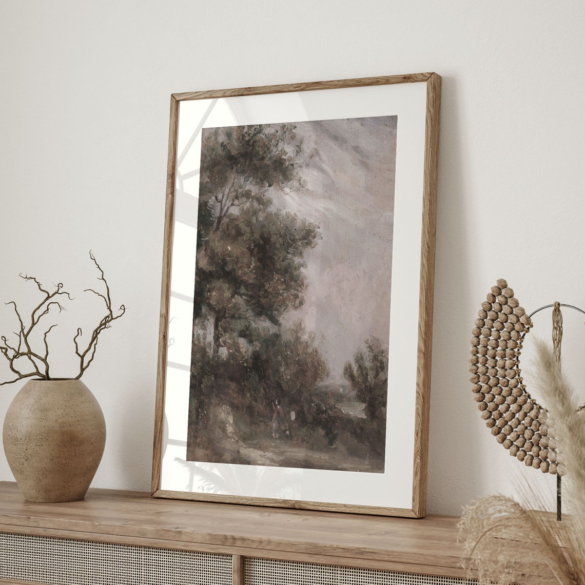 Vintage Landscape Oil Painting Farmhouse Wall Art Cottage Decor Fine Art Poster Wooded Pasture Cow And Tree Painting C16 1114 - Image 4