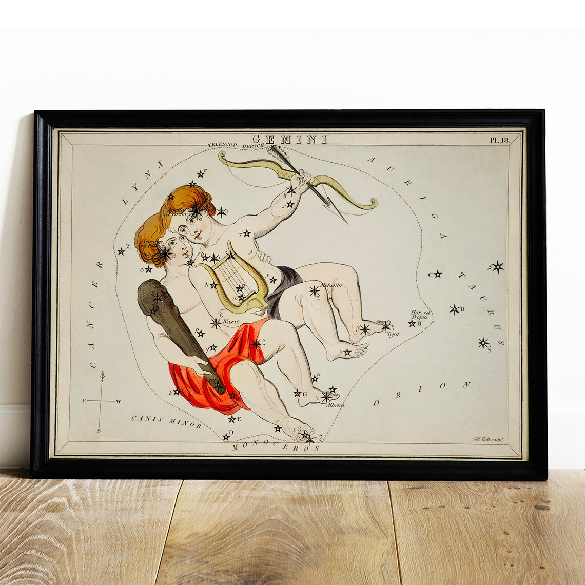 Gemini Antique Space Painting Vintage Astrology Poster