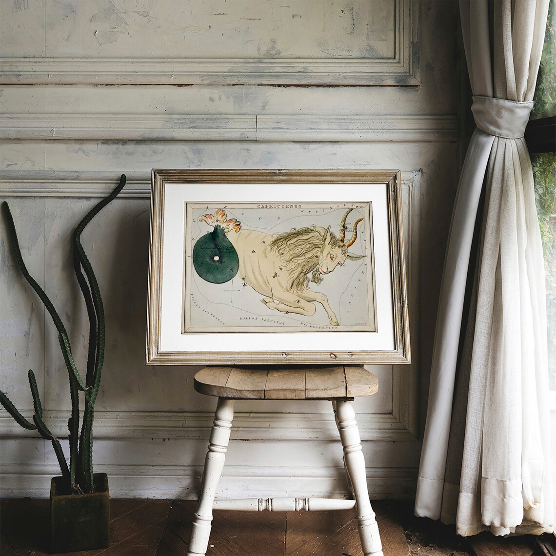 Capricornus Antique Space Painting Zodiac Art Print - Image 2