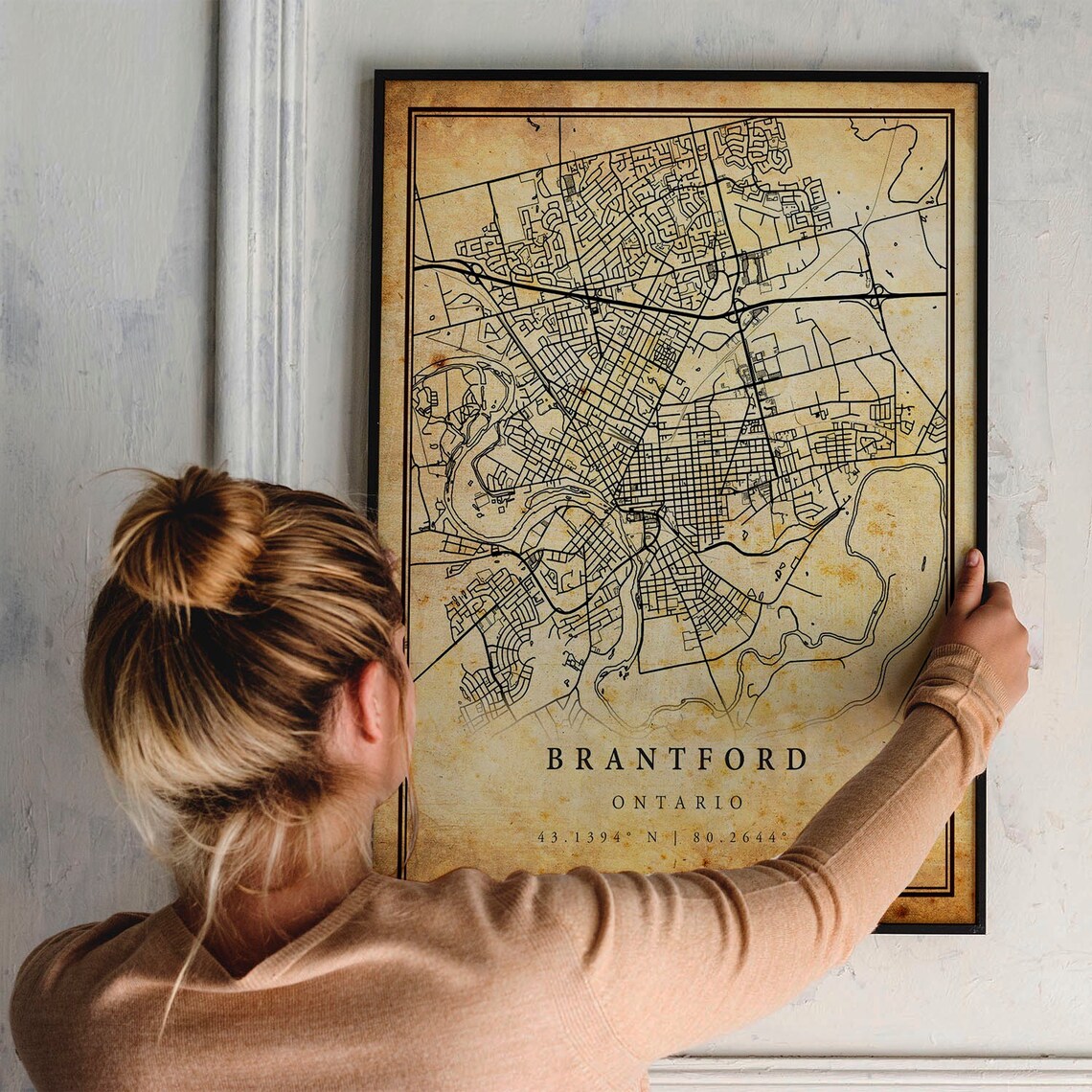 Brantford Ontario Antique Street Map Vintage City Map Travel Poster - Image 2