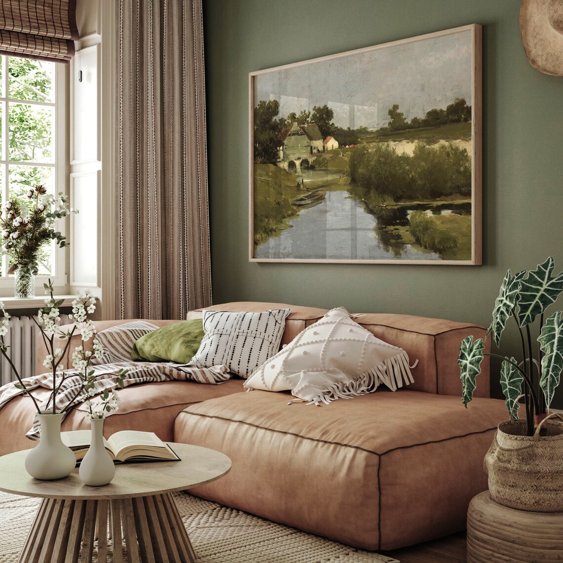 Vintage Country Landscape River Art Print, Farmhouse Decor - Image 2