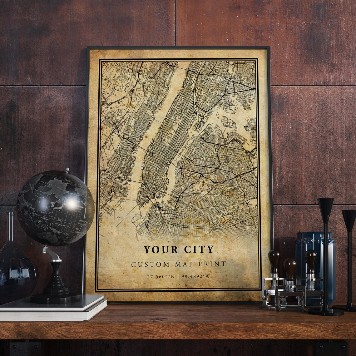 Custom City Map Print, Vintage Style Road Map