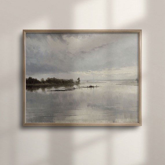 Antique Lake Landscape Wall Art Vintage Lakeside Oil Painting Landscape Art For Lake House Decor Landscape Wall Art C16 601
