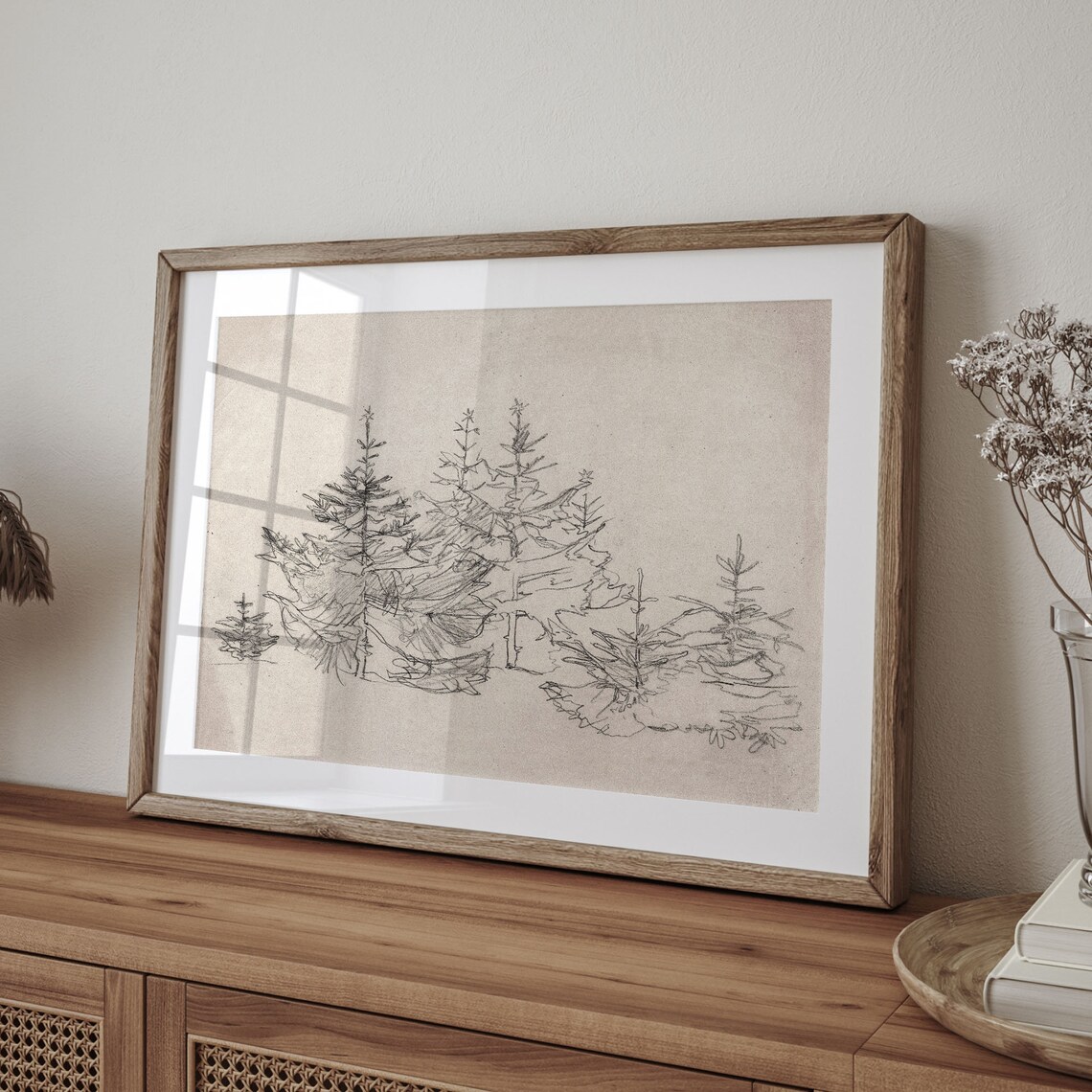 Minimalist Christmas Pine Tree Sketch Art Print - Image 4