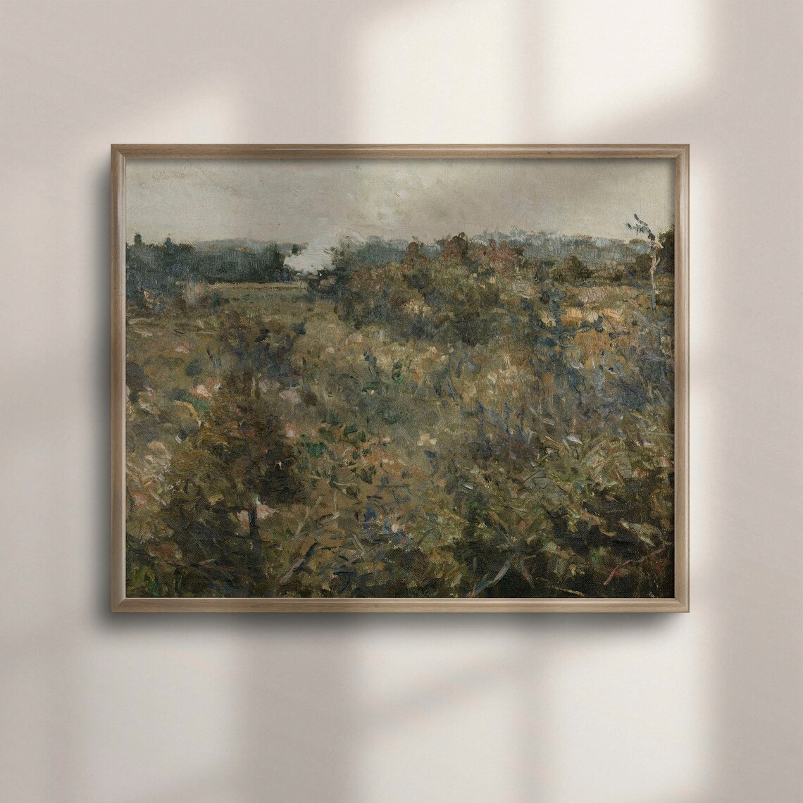 Vintage Meadow Landscape Art Print, Rustic Countryside