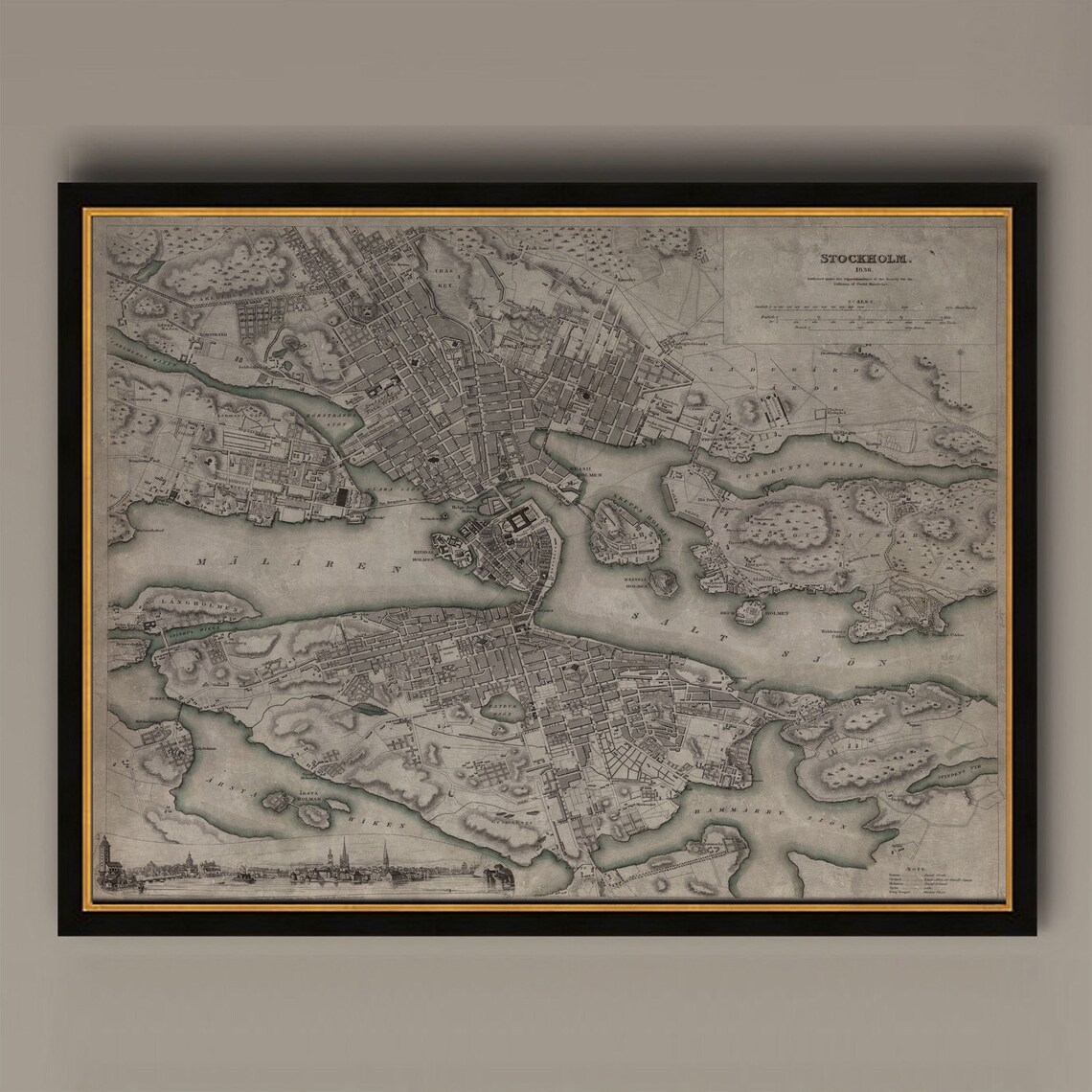 Stockholm Vintage Map, Travel Poster Art Print