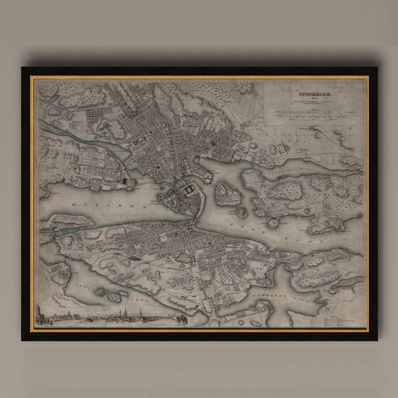 Stockholm Vintage Map, Travel Poster Art Print