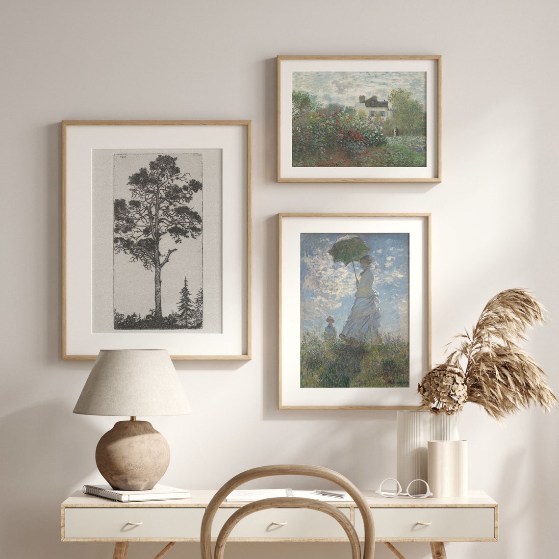 Antique Tall Pine Tree Forest Etching Botanical Sketch Print - Image 2