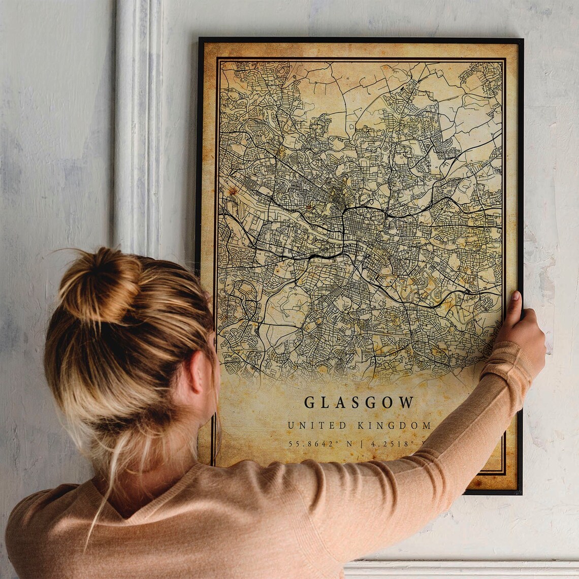 Glasgow United Kingdom Vintage City Street Map Antique Decor Poster - Image 2