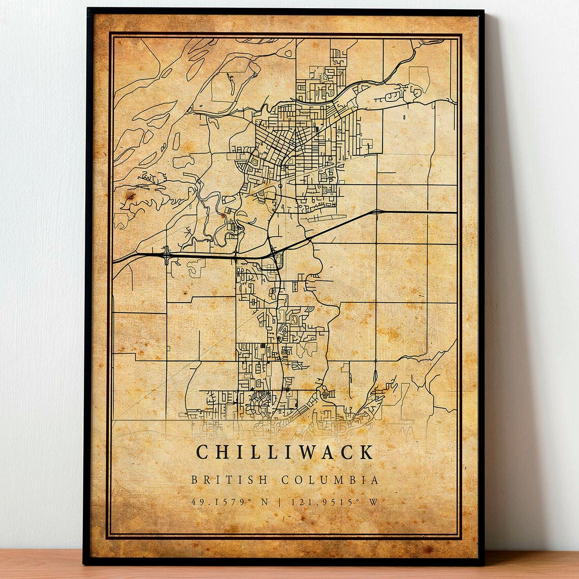 Chilliwack British Columbia Vintage City Street Map Travel Poster - Image 4