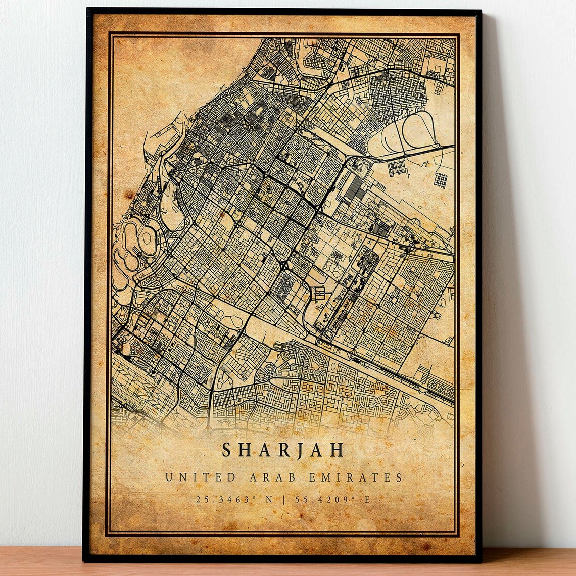 Sharjah Vintage Map Poster, Antique Rustic Travel Poster - Image 4