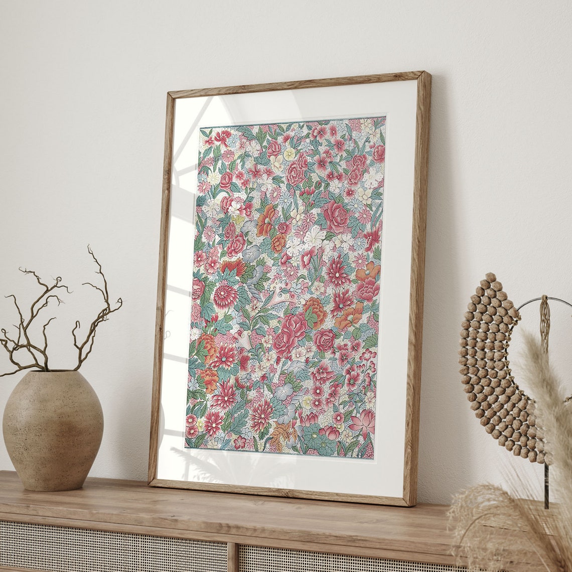 Chinese Porcelain Mille Fleurs Dense Floral Pattern Art Poster - Image 4