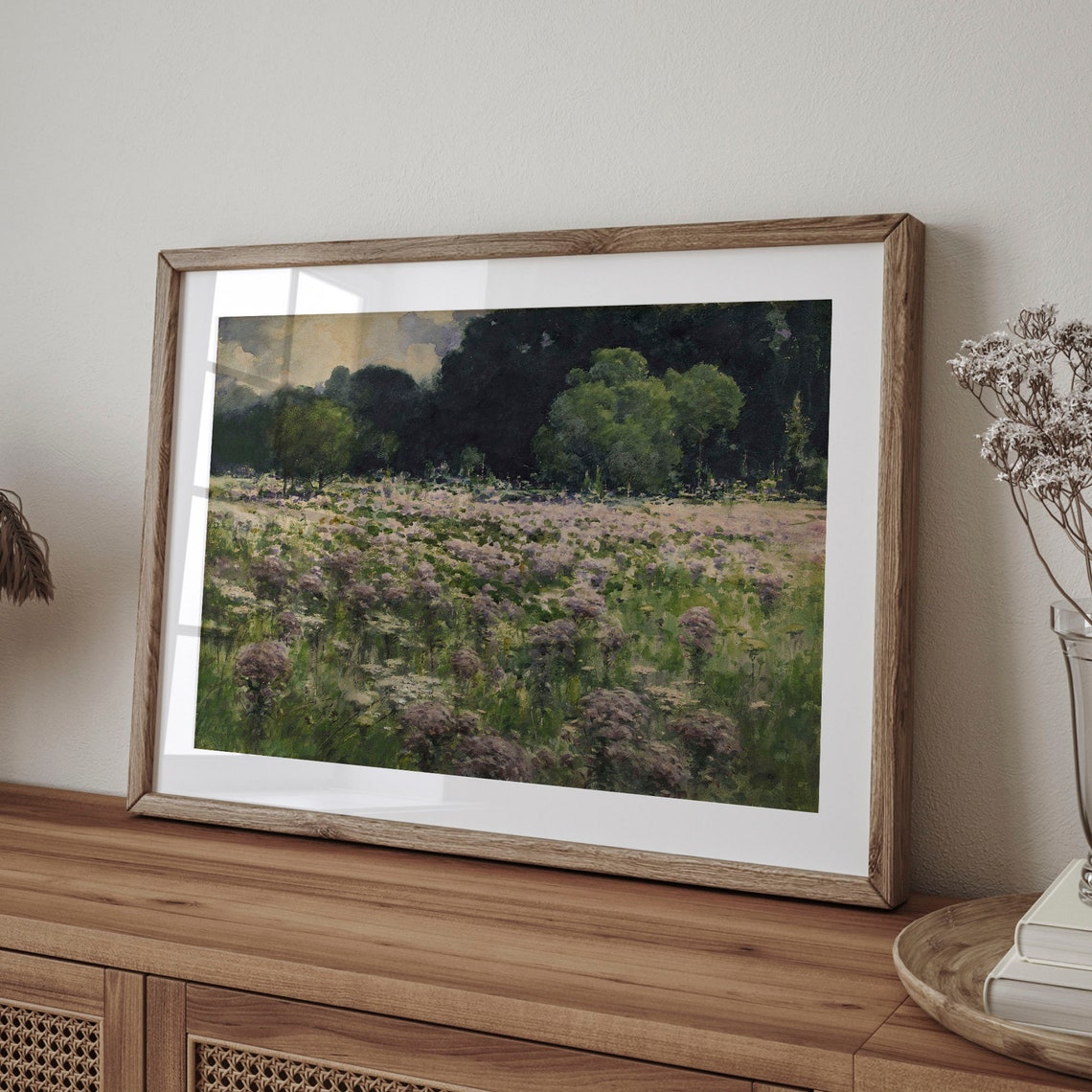 Purple Wildflower Meadow Vintage Impressionist Landscape Poster - Image 4