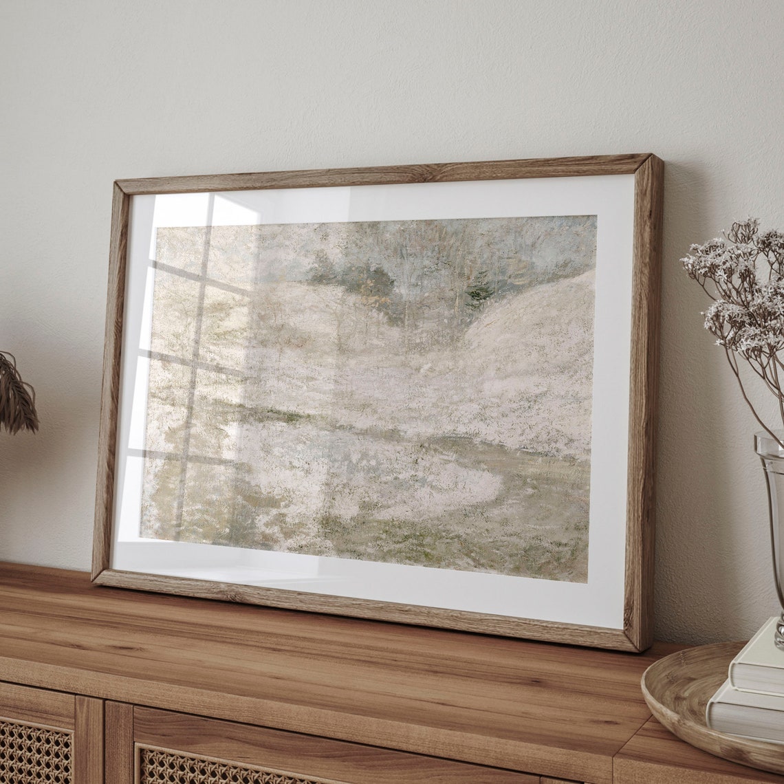 Ivory Winter Snow Abstract Neutral Holiday Landscape Painting Poster - Image 4