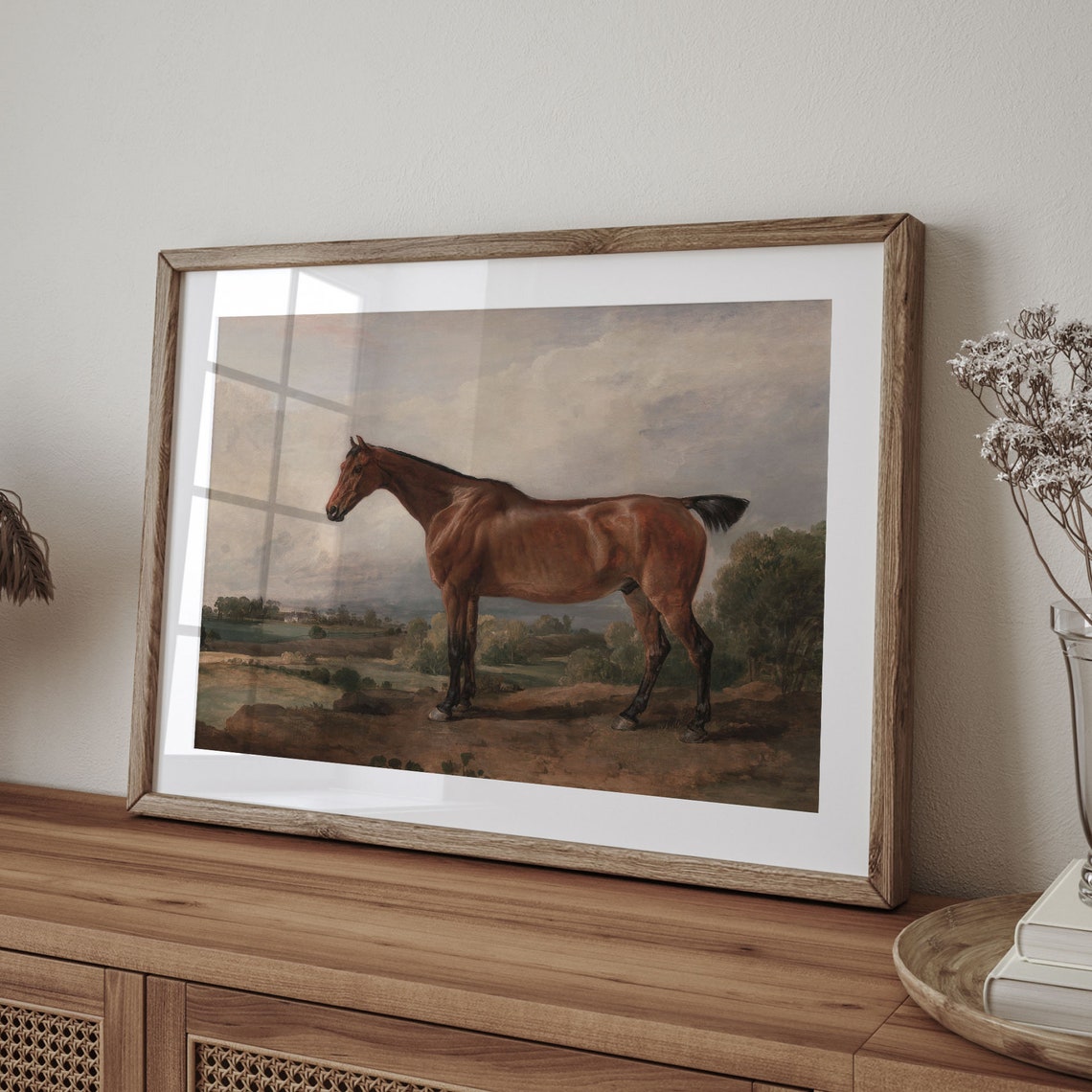 Antique Equestrian Portrait Of A Bay Horse Standing On A Hill Print - Image 4