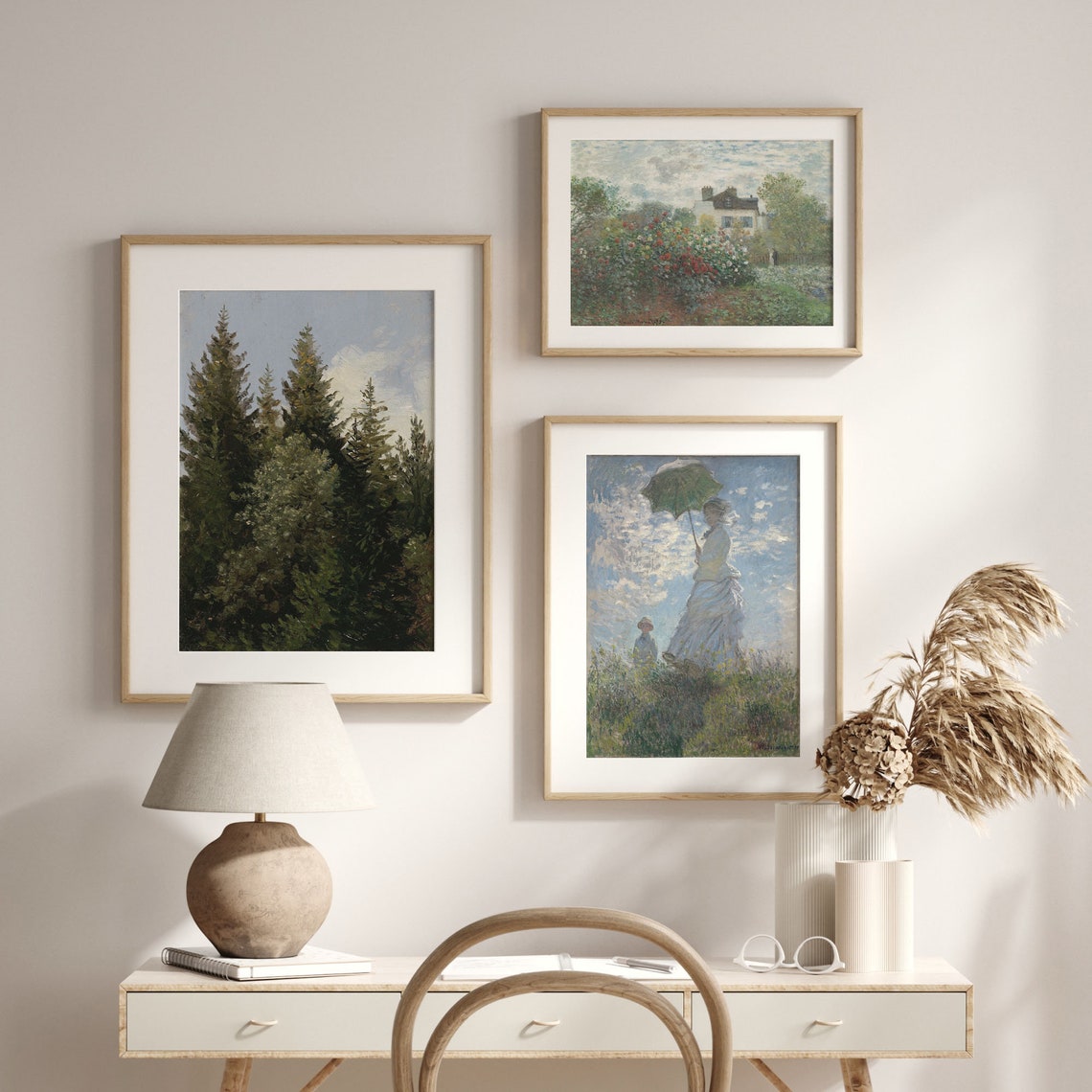Vintage Pine Forest Tall Evergreens Woodland Oil Study Antique Poster - Image 2