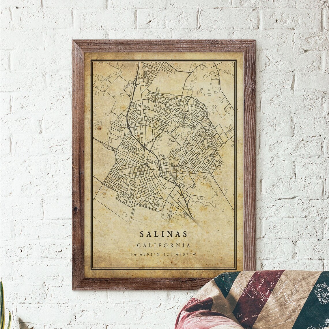 Salinas Vintage Map Poster, California Travel Print - Image 3
