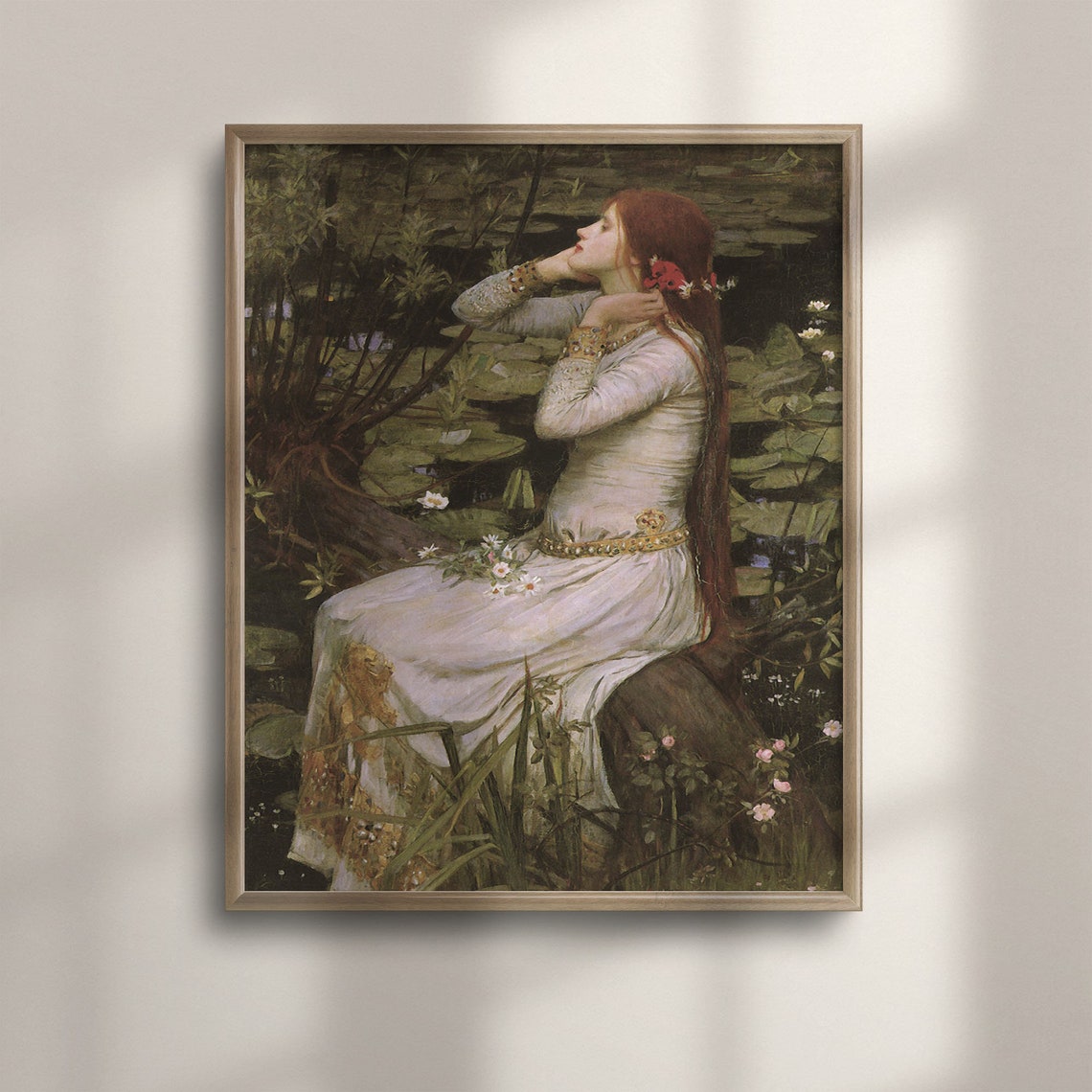 Ophelia By John William Waterhouse Pre-Raphaelite Lily Pond Art Poster