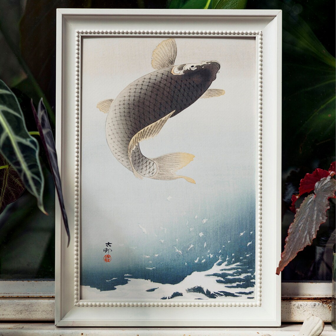 Leaping Carp Japanese Woodblock Vintage Koi Fish Artwork Poster - Image 4