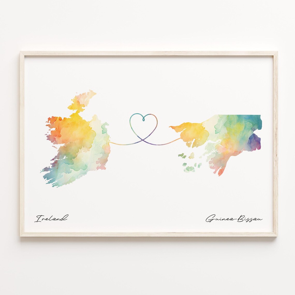 Ireland To Guineabissau Print Watercolor Map Poster Bissauguinean Gift Travel Wall Art Cultural Roots C231070