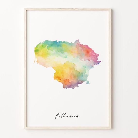 Lithuania Watercolor Map Colorful Country Silhouette Artwork Poster