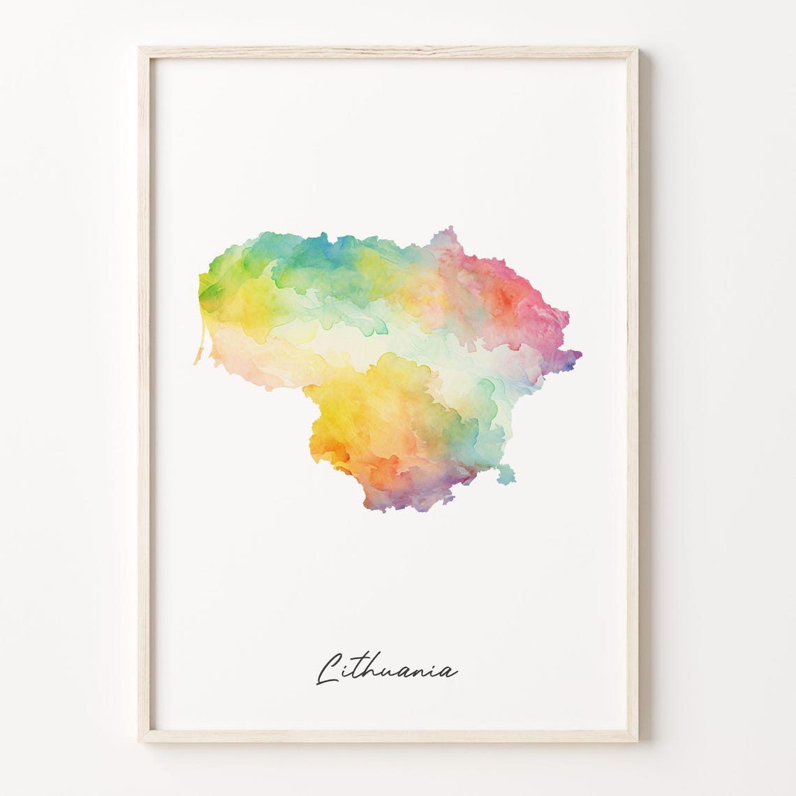 Lithuania Watercolor Map Colorful Country Silhouette Artwork Poster
