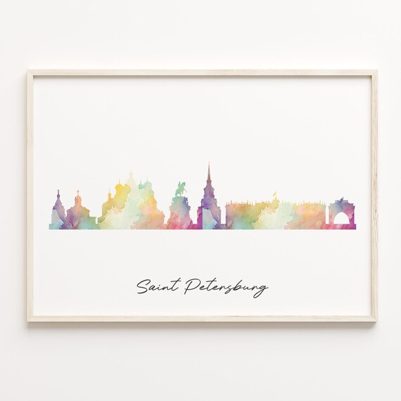 Saint Petersburg Watercolor Skyline Russia Travel Gift Art Print