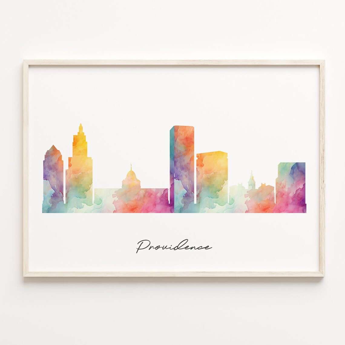 Providence United States Colorful Watercolor Skyline Cityscape Art Poster