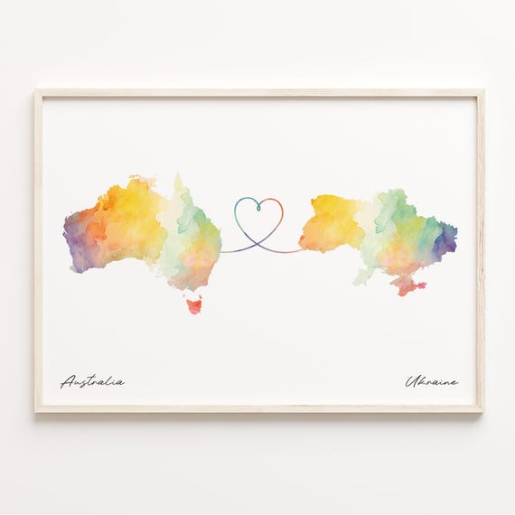 Australia To Ukraine Print Watercolor Map Poster Ugandan Gift Travel Wall Art Adventure Awaits C23983