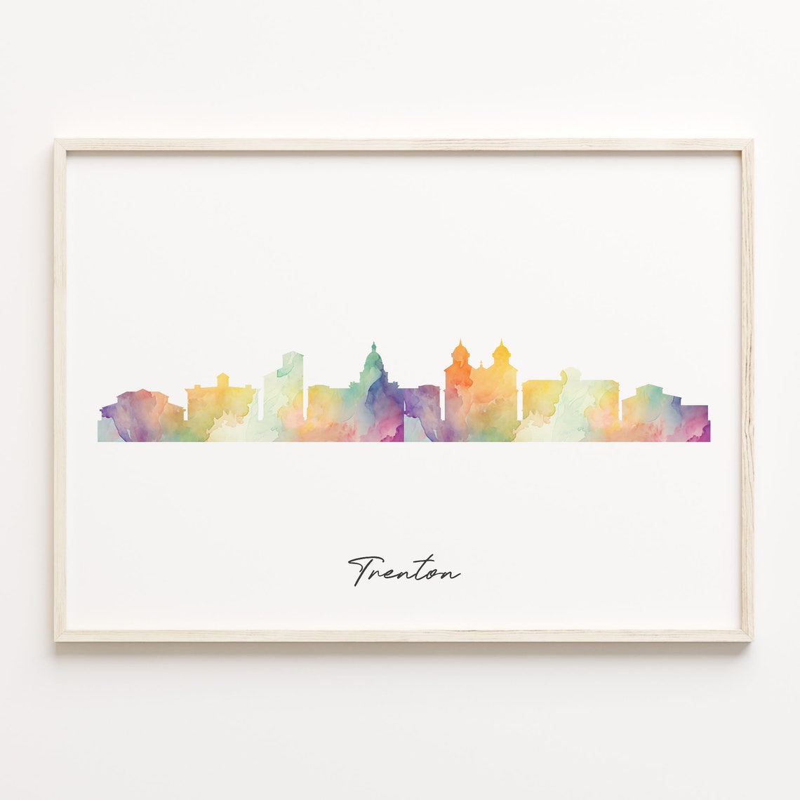 Trenton New Jersey Watercolor Skyline Cityscape Travel Poster