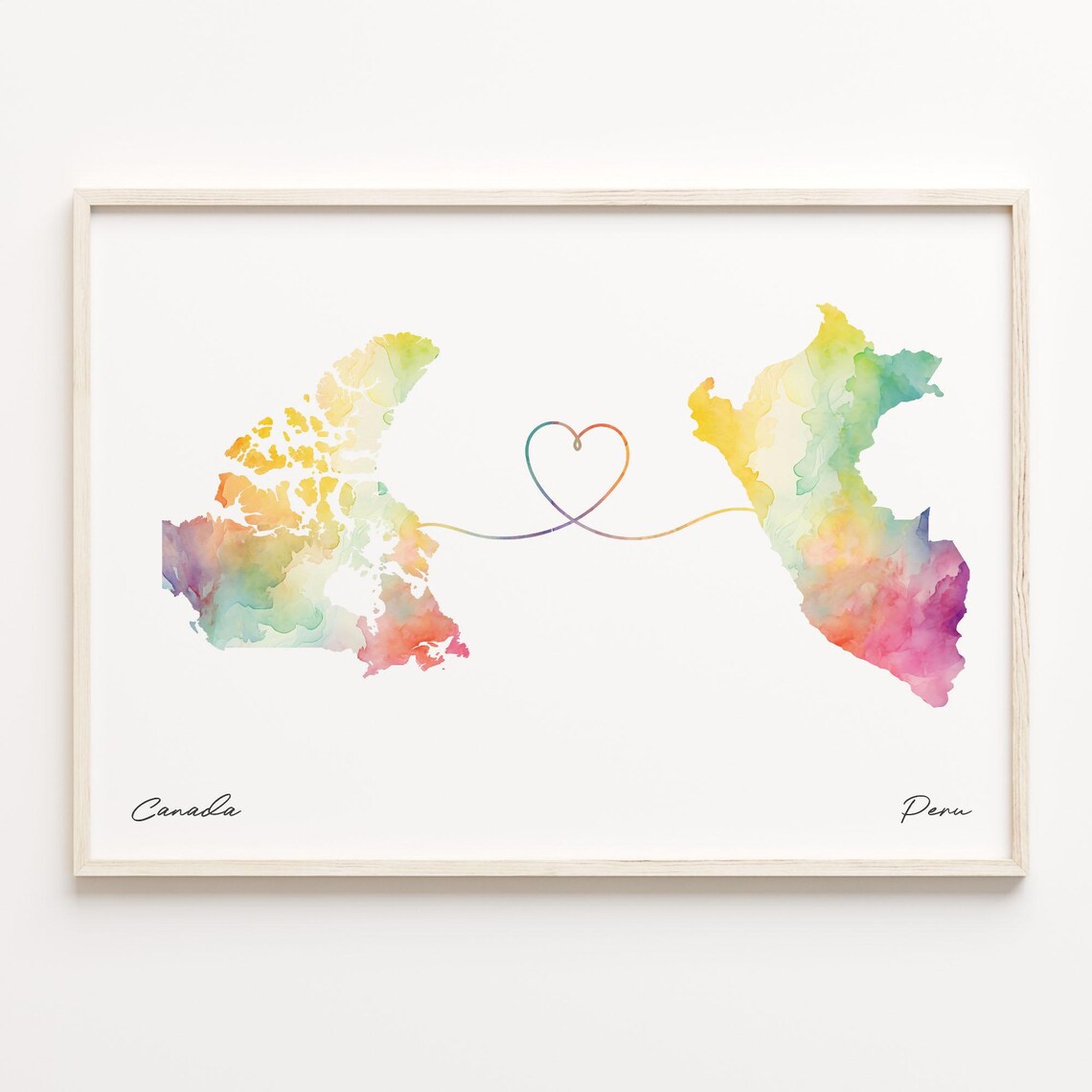 Canada To Peru Watercolor Map Travel Poster
