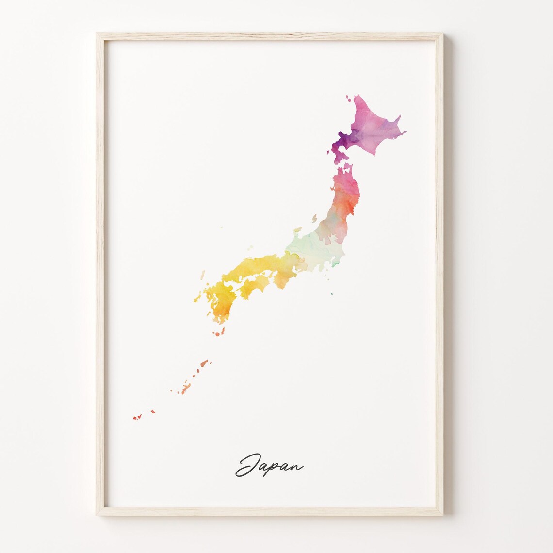 Japan Country Watercolor Map Asia Archipelago Shape Art Print