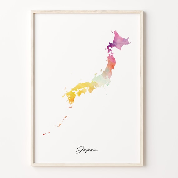 Japan Country Watercolor Map Asia Archipelago Shape Art Print